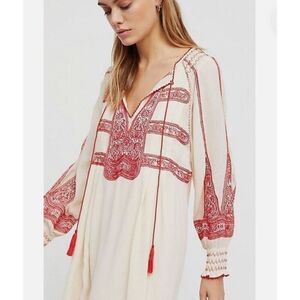 Free People Womens Boho Wind‎ Willow Mini Dress Size XS Embroidered Peasant